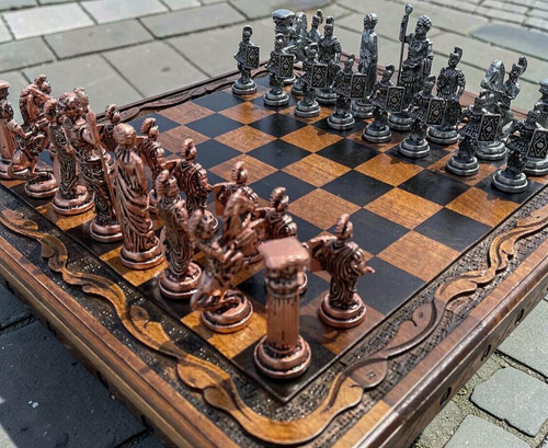 Chess set large antique - large,