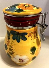Oneida Kitchen “Sunset Bouqet” hand painted hinged countertop canister