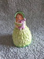 W H Goss Figurine of  Crinoline Lady In Green Dress, Bell