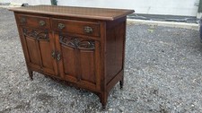 Antique large oak sideboard on short legs 2 cupboards with shelf 2 drawers LB271