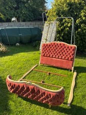 Beautiful upholstered double French bed frame (no mattress) in terracotta red wi