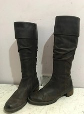 Clarks UK 5.5  womens real leather dark brown knee high boots riding boots 