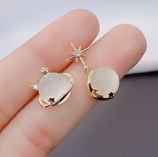 925 Sterling Silver Star Opal Asymmetric Crystal Gold Stud Earrings Gift Womens