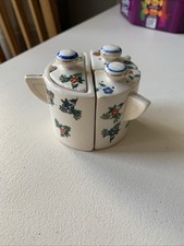 VINTAGE ANTIQUE CONDIMENT SET JAPANESE flower pattern with a touch of gold 