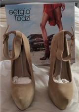 BNIB,SERGIO TODZI DESIGNER NUDE FAUX SWEDE COURT SHOES,SIZE UK 4,EU 37