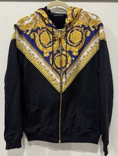 Versace Men's Full Zip Jacket Black Yellow Baroque Authentic Size M Worn Once