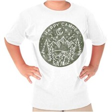 Vintage Outdoor Night Hiking Happy Camper Youth Crewneck T Shirts Boy or Girl