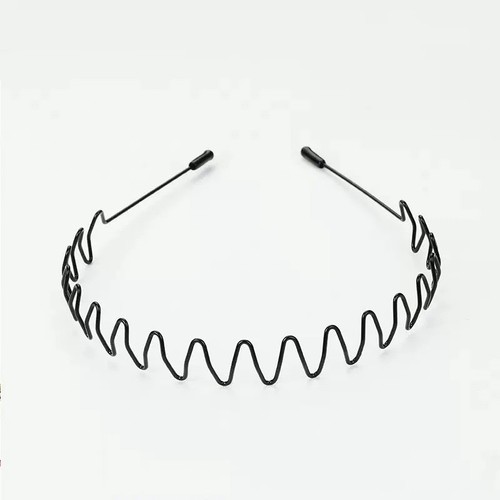 Black metal sports hairband - black,