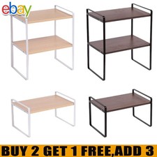 1/2 Tier Desktop Bookcase Organizer Stand Desk Table Rack Kitchen Storage Shelf