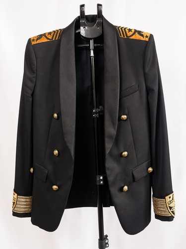 Balmain black gold embroidered - black,