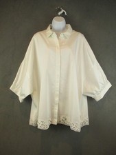 Kate Spade New York Shirt Womens 2XL White Madison Ave Chevron Lace Trim Hem