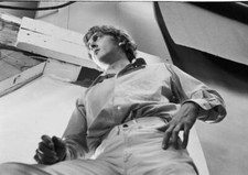 David Hemmings on the set of