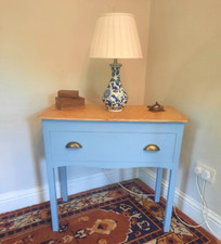 Vintage Wooden Console table single drawer Painted Sky Blue