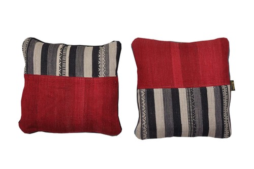 Handwoven red kilim cushion - handwoven,