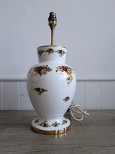 Vintage Royal Albert Old Country Roses Bone China Large Table Lamp - Fully Works