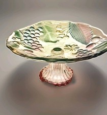 Vintage Japanese Soga Glass Fruit Cake / Sandwich Stand Fruit Design