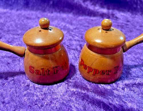 Vintage wooden pots salt - salt, &