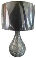 Luxurious Black Silver Mirror Mosaic Lamp Table Silver Crackled Glass Lamp