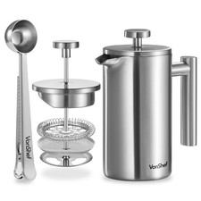 Cafetiere French Press, VonShef 3 Cup Double Wall Stainless Steel Coffee Maker