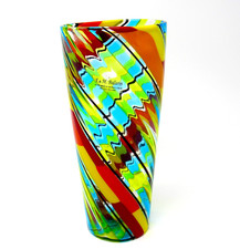 Signed Rare Exclusive Murano Ballarin Murrine Conical Pezzato Spiral Vase Superb