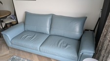 Blue Leather Settee Sofa