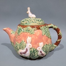 Vintage majolica tea - vintage, pot