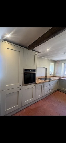 Sage green shaker kitchen - green, with