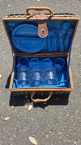 Vintage woven wicker picnic - vintage,