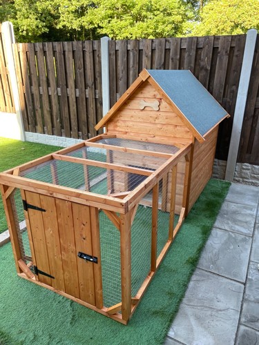 Dog kennel and - run, for