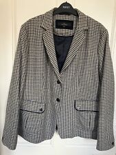 NEXT WOOL BLEND DOGTOOTH DOG TOOTH NAVY BLUE BROWN BEIGE CHECK JACKET SIZE 22 UK