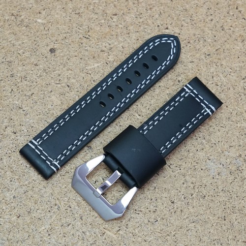 22mm genuine black leather - 22mm,