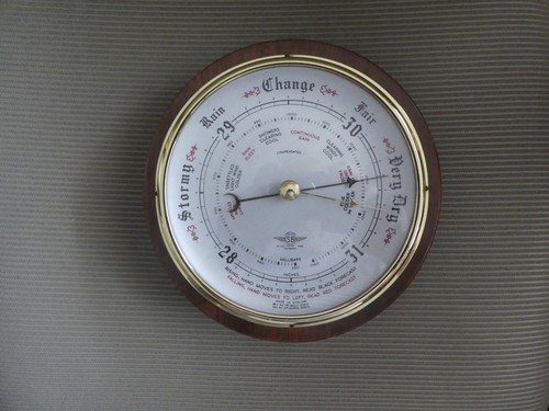 Vintage wall barometer wood - wall, barometer,