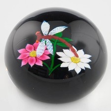 William Manson Dragonfly And Flowers Paperweight 1982
