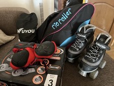 Size 2 Roller Skates With Bag And Protective Pads