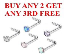 Sterling Silver L Shape Nose Stud Ring Thin Tragus Ear Helix Lip Septum Piercing