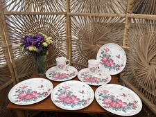 vintage melamine 6 Floral Dinner Plates 2 Mugs Retro Picnic Camping Garden BBQ!
