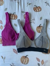 Primark 2 pack pink and striped seamless v-neck bralette - size XS