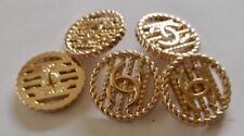 5 Chanel Button, Size 23 mm Round, Gold ,  Metal