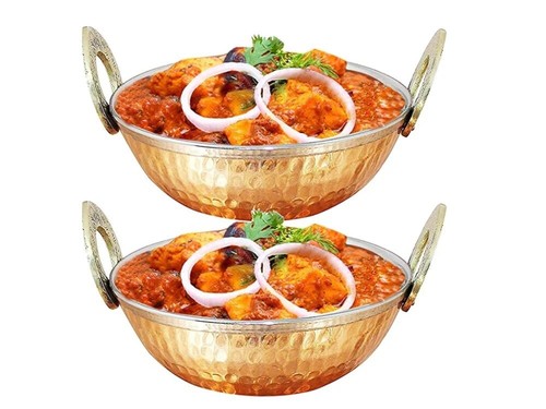 Hammered copper balti - copper, dish