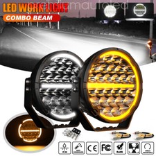 7/9" BLACK DRIVING LIGHT SPOT LIGHTS SPOT LAMPS+SIDE LIGHT DRIVING BEAM HALO DRL