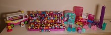 Shopkins Bundle  140 Figures, Fridge, Ice Cream Van, Hula Hut, baskets & Bags