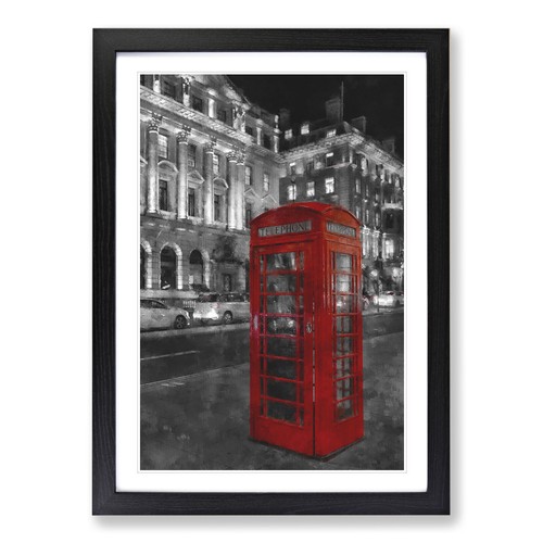 Red telephone box framed - telephone,