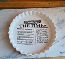 ULSTER CERAMICS: WHITE FLAN DISH Vintage 24cm 'The Times' Tart, Pie recipe