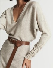 Reiss Jenna Cashmere Blend Ruched Sleeve Dress Size S RRP  £198.00