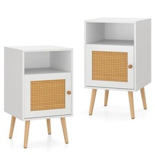 COSTWAY 2Pcs Rattan Nightstand