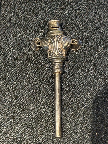 Antique silver baby rattle and - silver,
