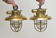 2x Vintage old brass ships lamp light beautiful nautical original - FREE DELIVER