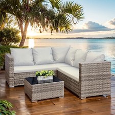 5 Seater Rattan Garden Furniture Set with Glass table