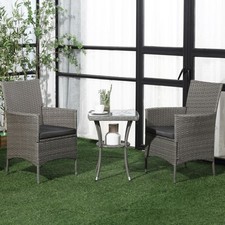 Bistro Table and Chairs Set 2 Seater Rattan Garden Patio Furniture Coffee Wicker