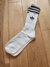 Adidas Adult Unisex Long Crew White Three Stripes Socks Size UK 6-8 NEW